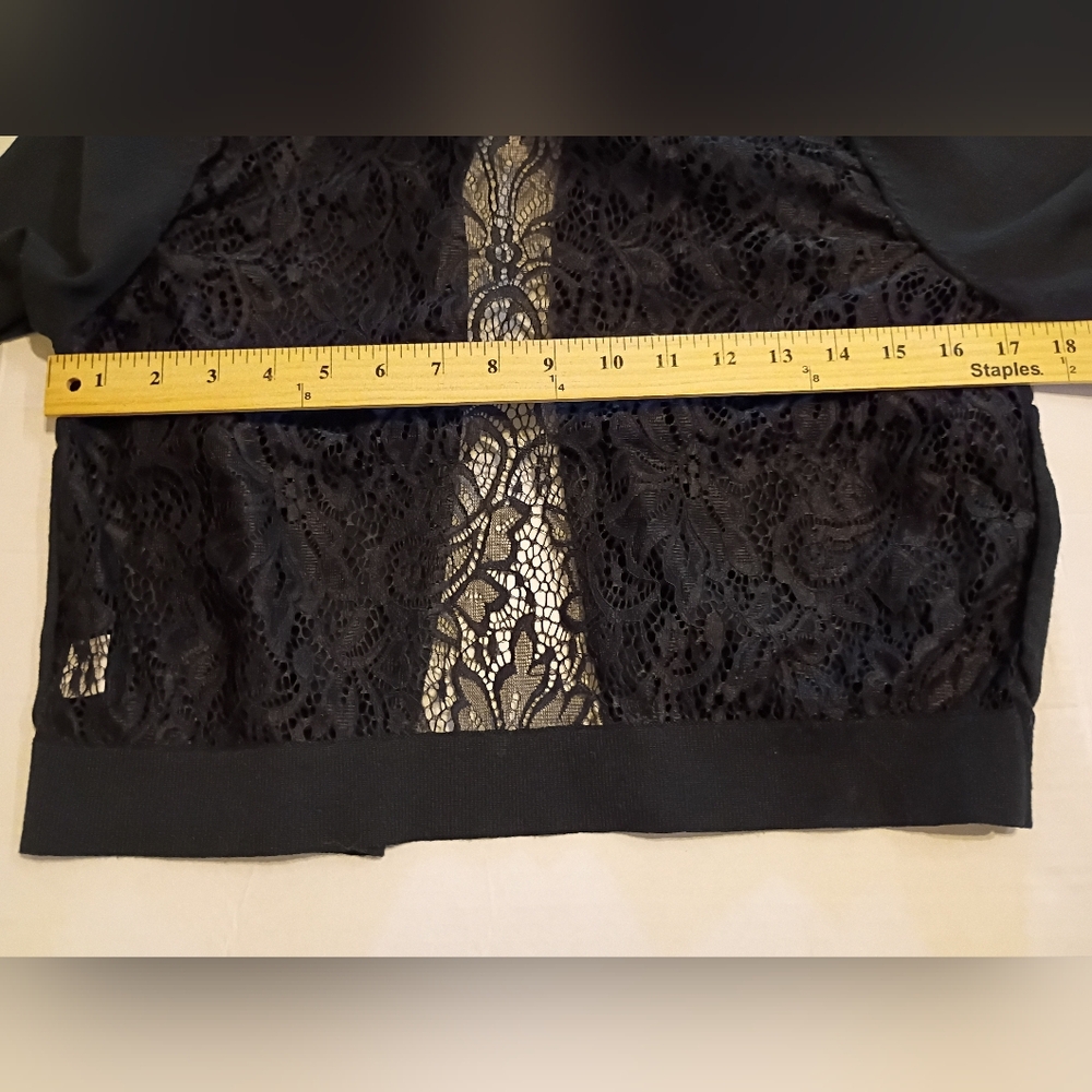 Luxxe Lane Women's Elegant Black Lace Cardigan‎ Sz L - Picture 5 of 6